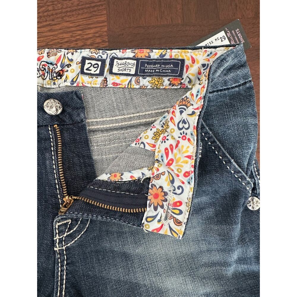 Miss Me Y2K Medium Blue Denim JS448OH16 Solid Flap Pocket Shorts Size 29 NWT - Picture 12 of 16
